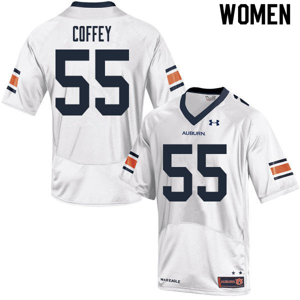 Women #55 Brenden Coffey Auburn Tigers College Football Jerseys Sale-White - Click Image to Close